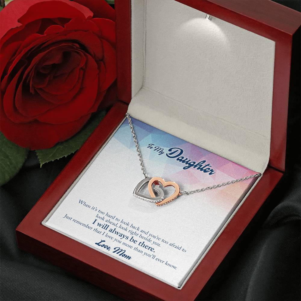To My Daughter Necklace – Holiday Gift for Daughter Graduation from Mom – Interlocking Hearts Necklace