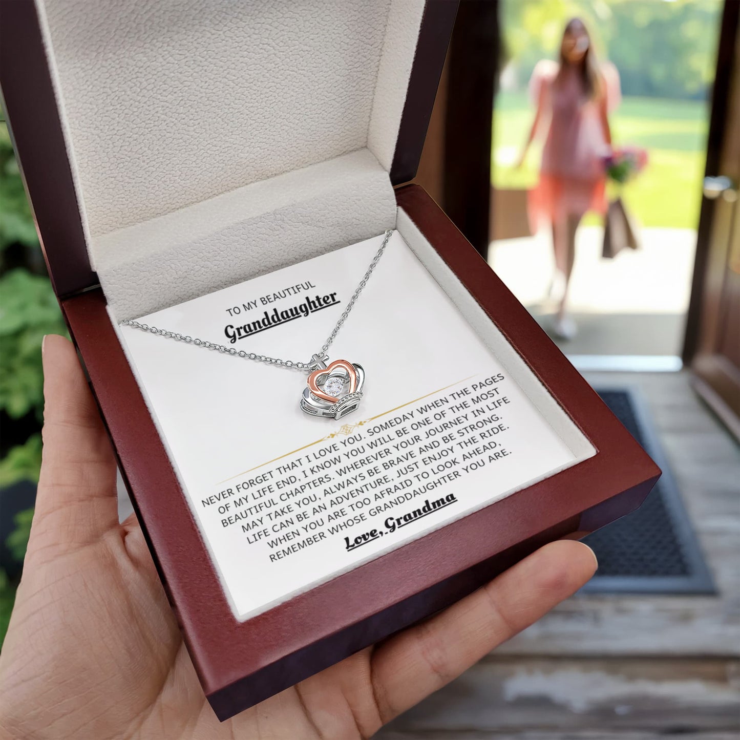 To My Granddaughter Necklace – Holiday Birthday Jewelry Gift from Grandma – Crown Pendant Necklace