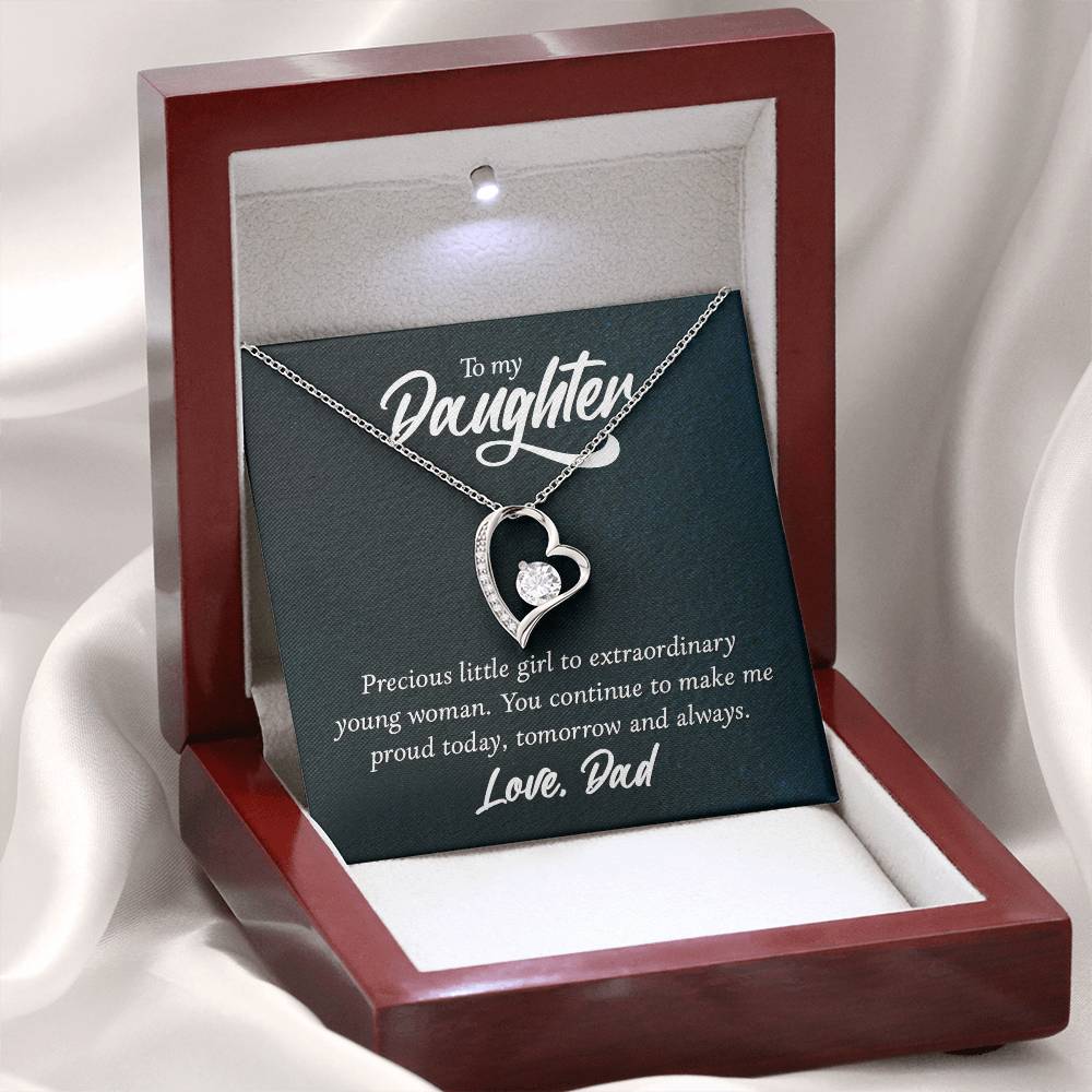 To My Daughter Necklace - Sweetest Daughter Gift from Dad for Birthday Joy & Proud Dad Love - Forever Love Necklace