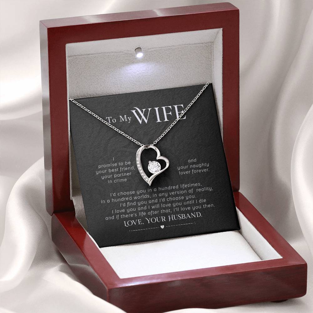 To My Wife Necklace - Emotional Jewelry Gift for Wife from Husband to Celebrate Love Every Day - Forever Love Necklace