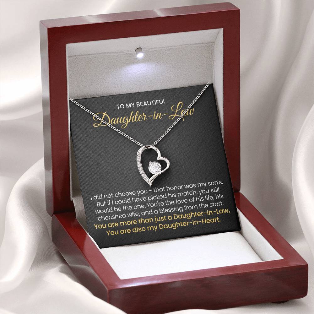 To My Beautiful Daughter In Law - Forever Love Necklace - Gift for Bonus Daughter