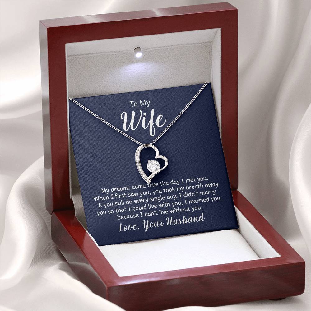 To My Wife Necklace - Romantic Anniversary & Valentine’s Day Jewelry Gift from Husband to Wife - Forever Love Necklace