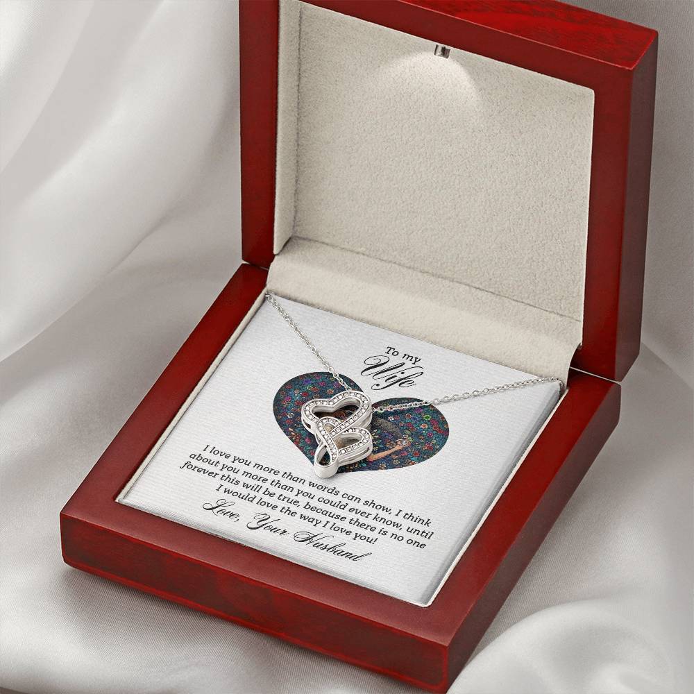 To My Wife Necklace - Special Love Jewelry for Wife from Husband for Birthday, Anniversary & Valentine’s Day - Heart-to-heart Pendant Necklace
