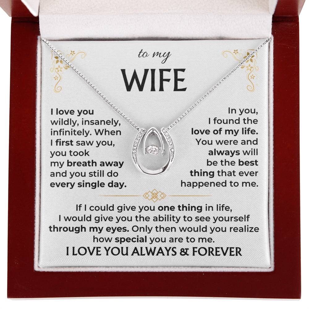 To My Wife Necklace - Heartwarming Gift from Husband for Birthday, Anniversary & Valentine’s Day - Lucky In Love Necklace