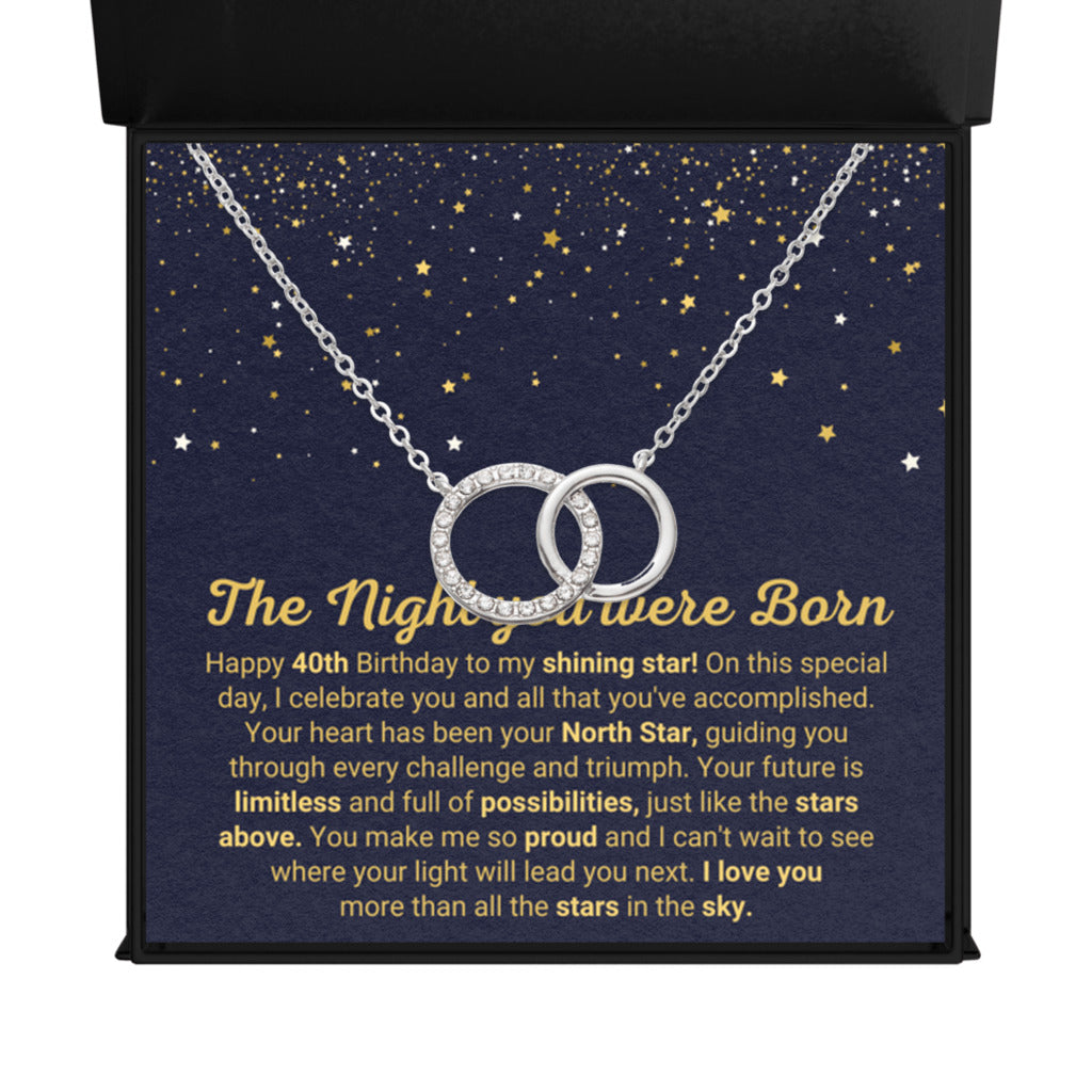 40th Birthday Gift for Daughter, Wife, Sister & Daughter In Law | The Night You Were Born - Interlocking Circles Necklace