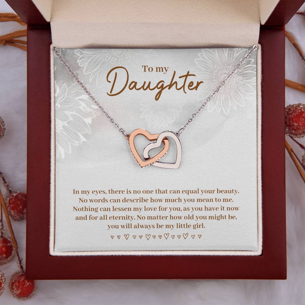 To My Daughter Necklace – Daughter Christmas Graduation Jewelry Gift – Interlocking Hearts Necklace