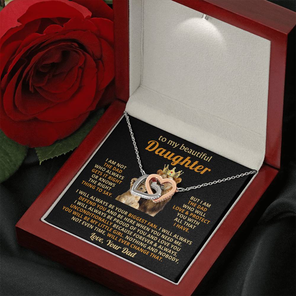 To My Daughter Necklace - Best Surprise Gift for Daughter from Dad for Graduation, Birthday & Christmas - Interlocking Hearts Necklace