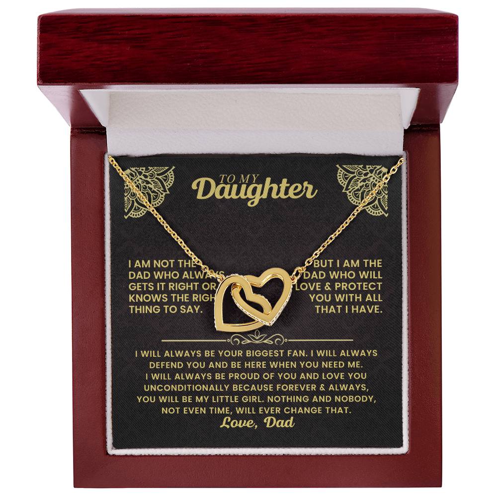 To My Daughter Necklace - I will always be your biggest fan - Gift for Daughter from Dad - Interlocking Hearts Necklace