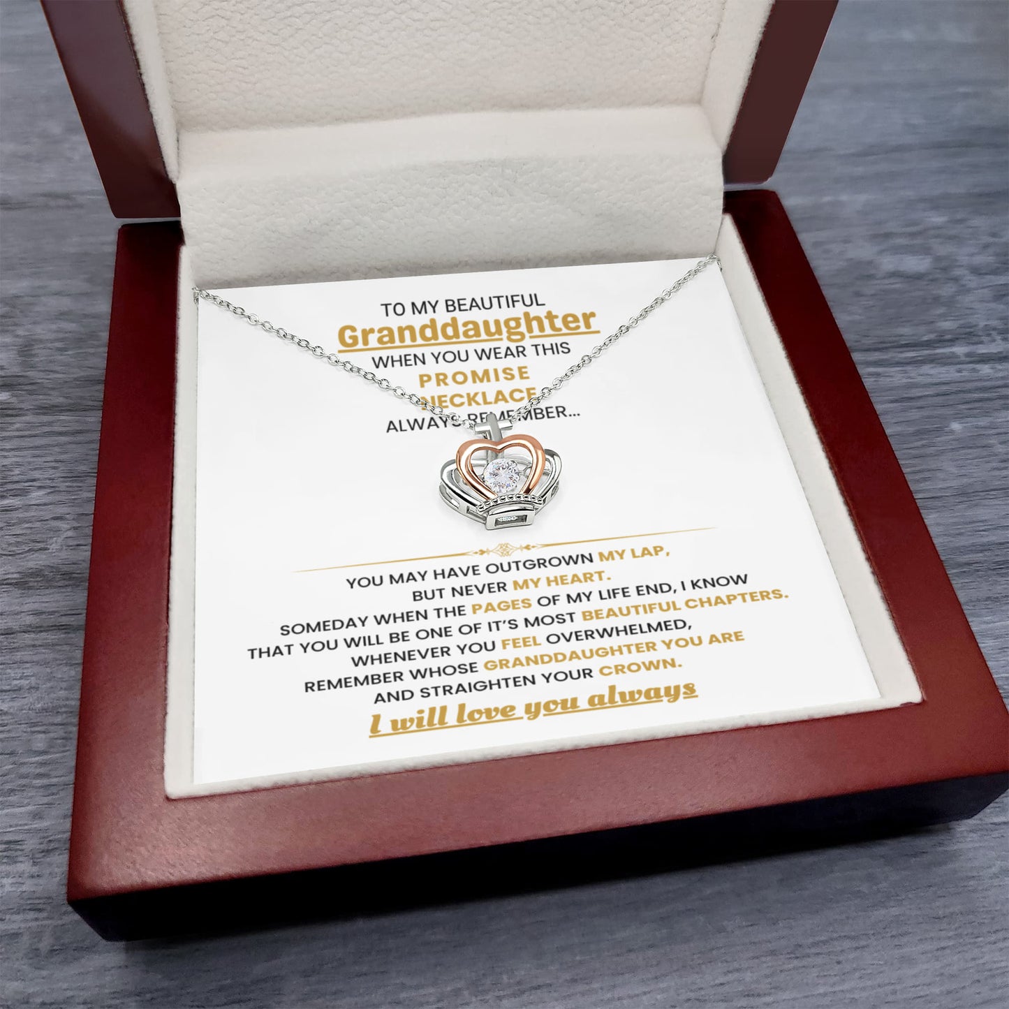To My Granddaughter Necklace – Graduation Birthday Surprise Gift for Granddaughter – Crown Pendant Necklace