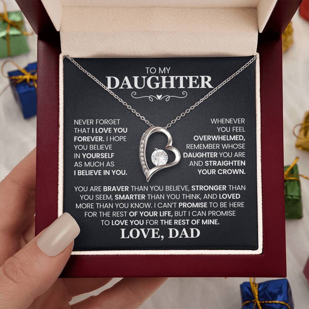 To My Daughter - Straighten Your Crown - Forever Love Necklace Gift from Dad