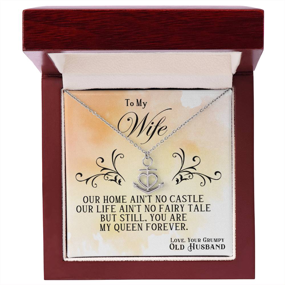 To My Wife Necklace - Best Surprise Gift for Wife from Husband for Anniversary, Christmas & Valentine’s Day - Anchor Pendant Necklace