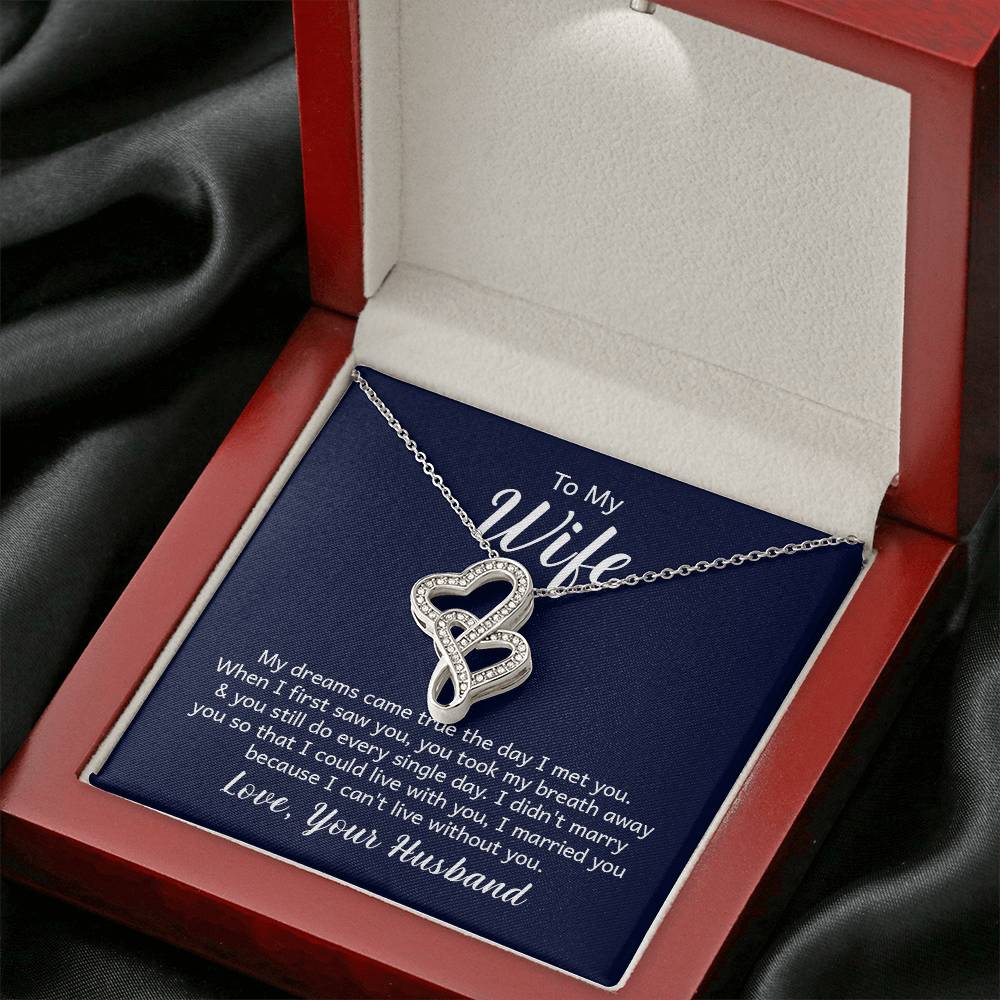 To My Wife Necklace - Sweetest Gift for Wife from Husband for Valentine’s Day, Anniversary & Birthday Joy - Heart-to-heart Pendant Necklace