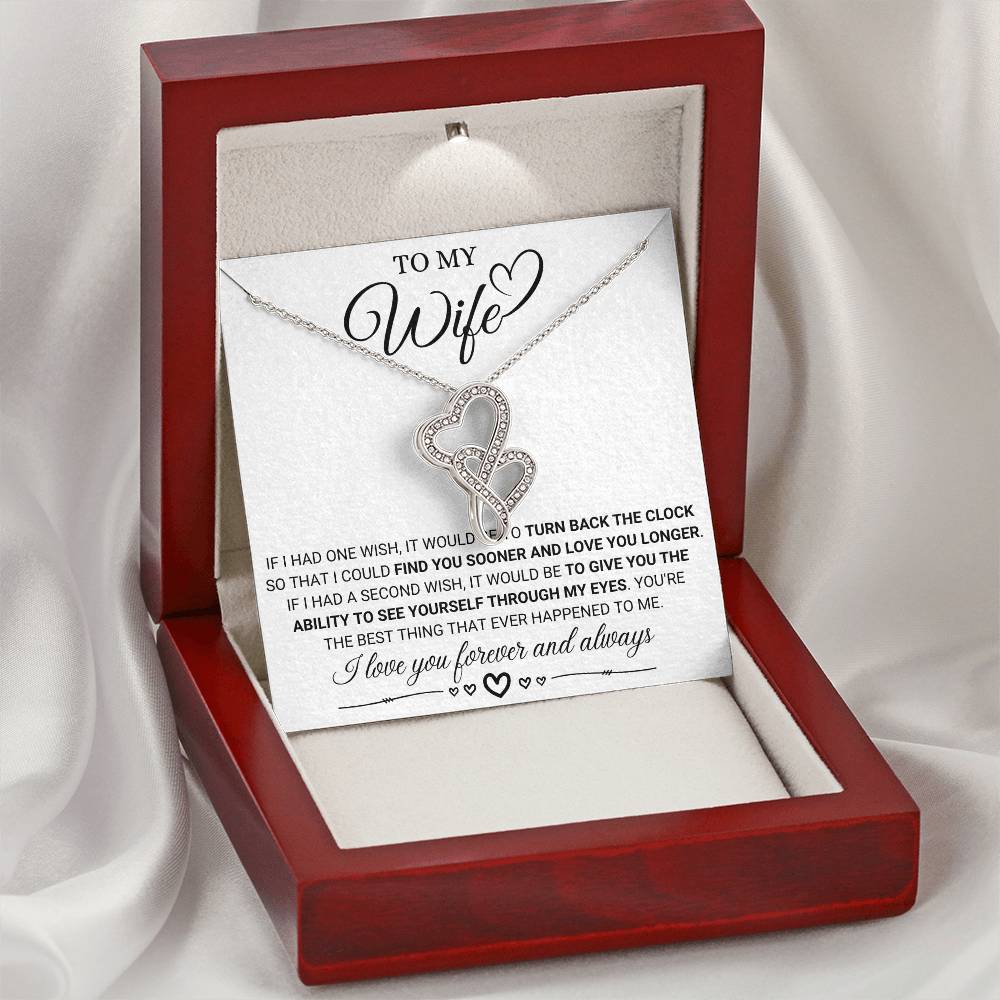 To My Wife Necklace - Romantic Keepsake Jewelry Gift from Husband for Special Days & Valentine’s Love - Heart-to-heart Pendant Necklace