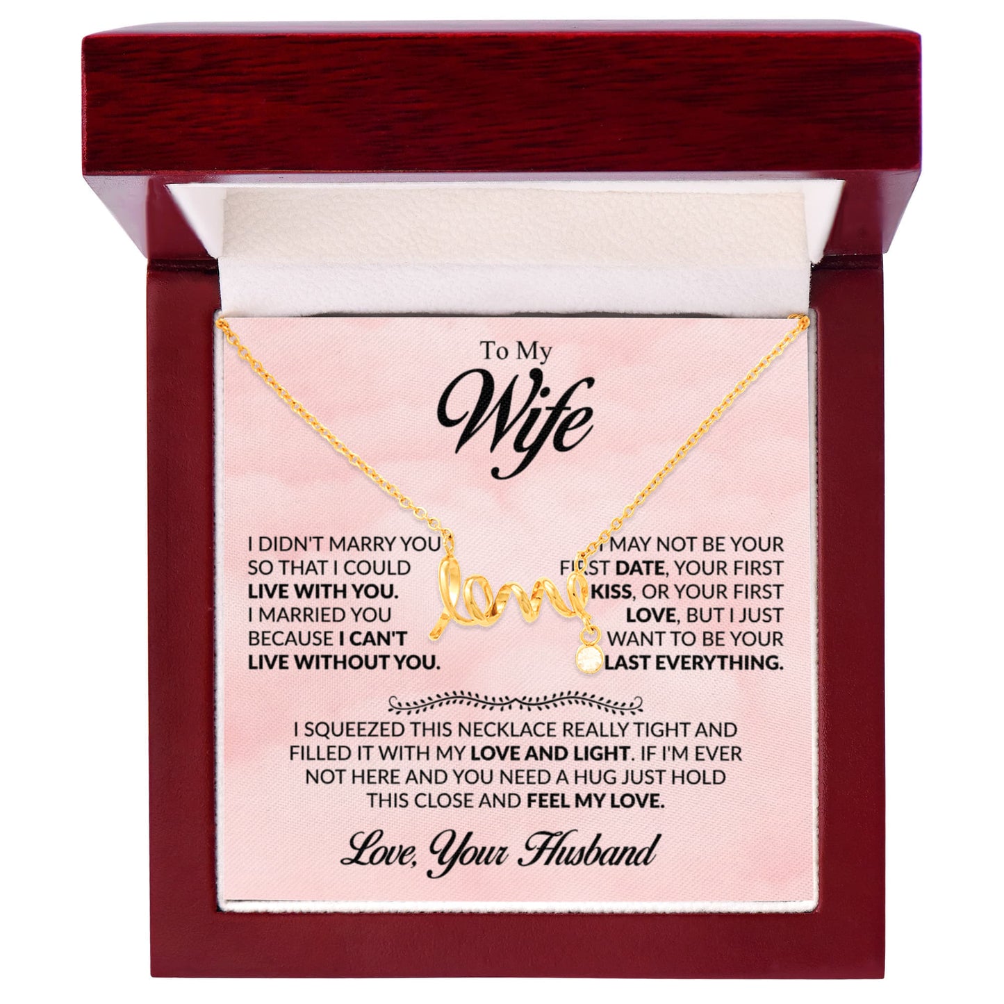 Wife Jewelry Gift from Husband - Sweet Romantic Gift for Valentine’s Day - Scripted Love Necklace
