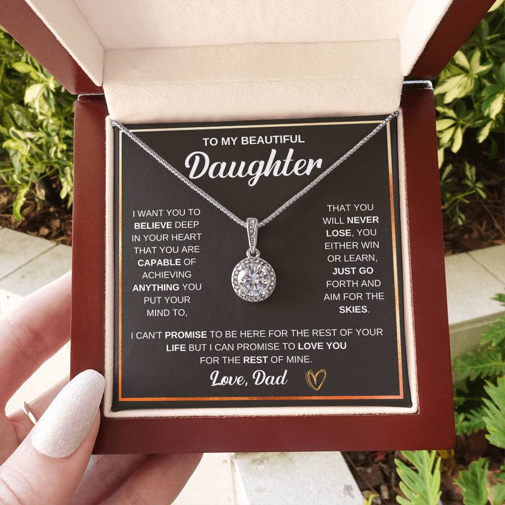 To My Daughter Necklace – Daughter Christmas Graduation Jewelry Gift from Dad – Eternal Hope Necklace