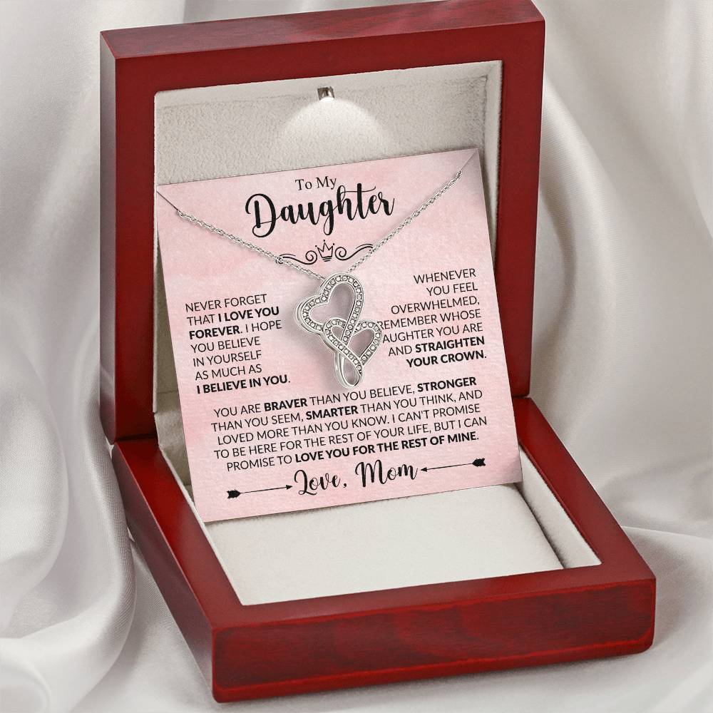 Gift for Daughter from Mom - You are braver than you believe - Heart-to-heart Pendant Necklace