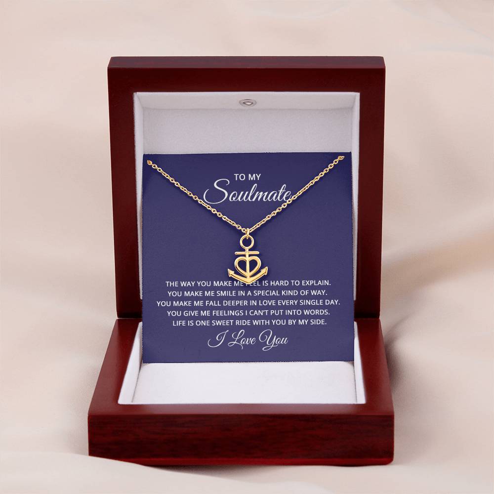 To My Soulmate Necklace - Romantic Gift for Valentine’s Day & Relationship Milestones - Anchor Pendant Necklace