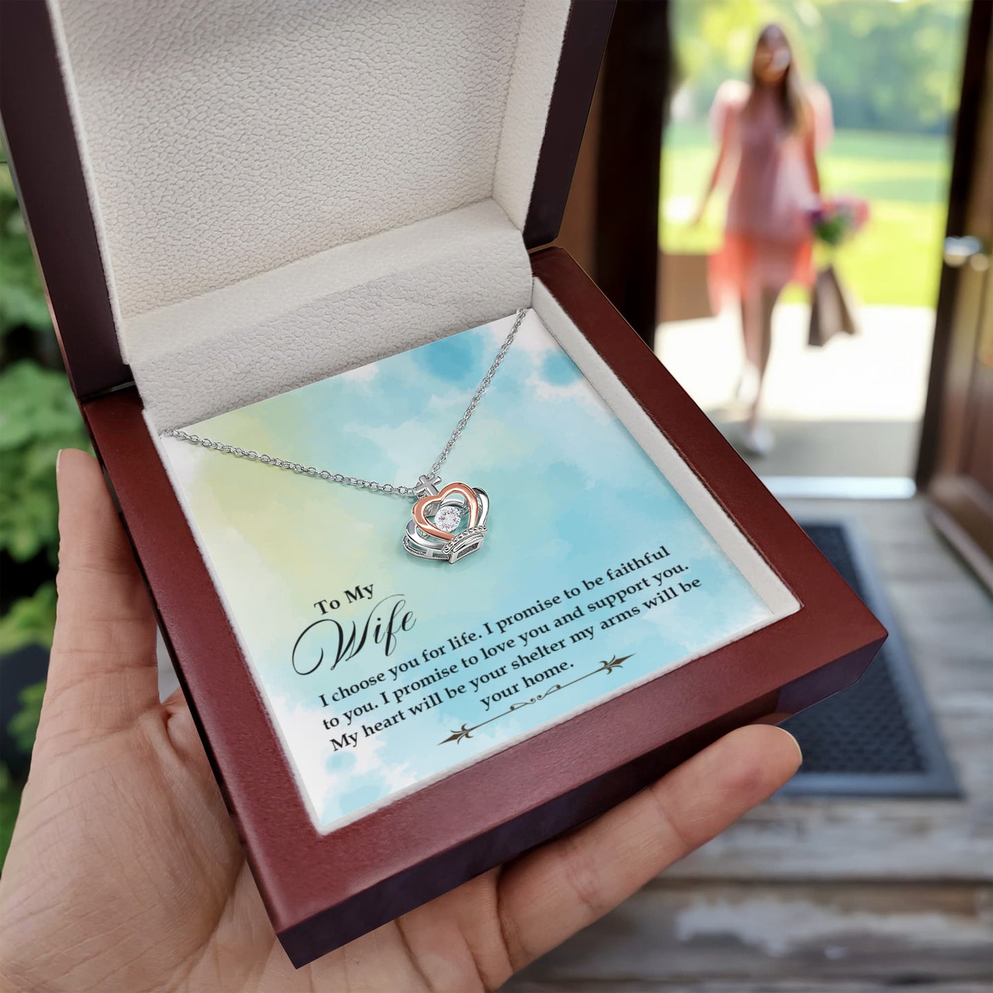 To My Wife Necklace - Perfect Jewelry from Husband for Valentine’s Day, Birthday & Holiday Gifting - Crown Pendant Necklace