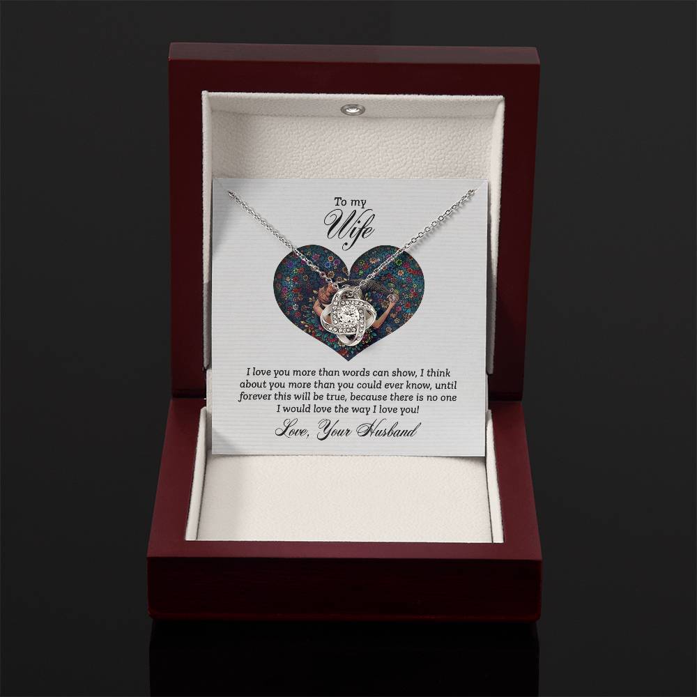 To My Wife Necklace - Special Love Jewelry for Wife from Husband for Birthday, Anniversary & Valentine’s Day - Love Knot Necklace