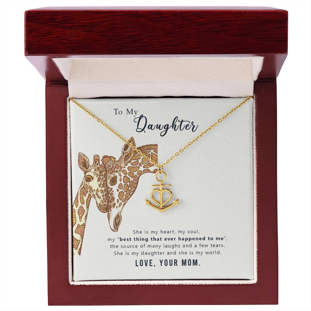 To My Daughter Necklace – Gift for Daughter from Mom – Anchor Pendant Necklace