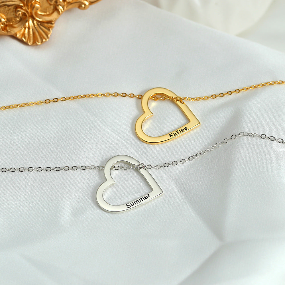 Exquisite Fashion Hollow Heart Customizable Name Versatile Necklace