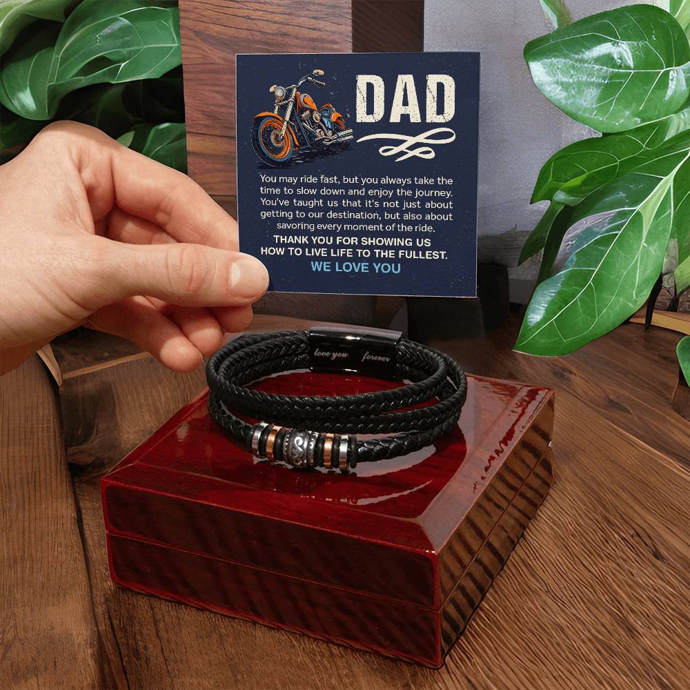 Gift for Dad from Kids - #1 Biker Dad - Love You Forever Bracelet