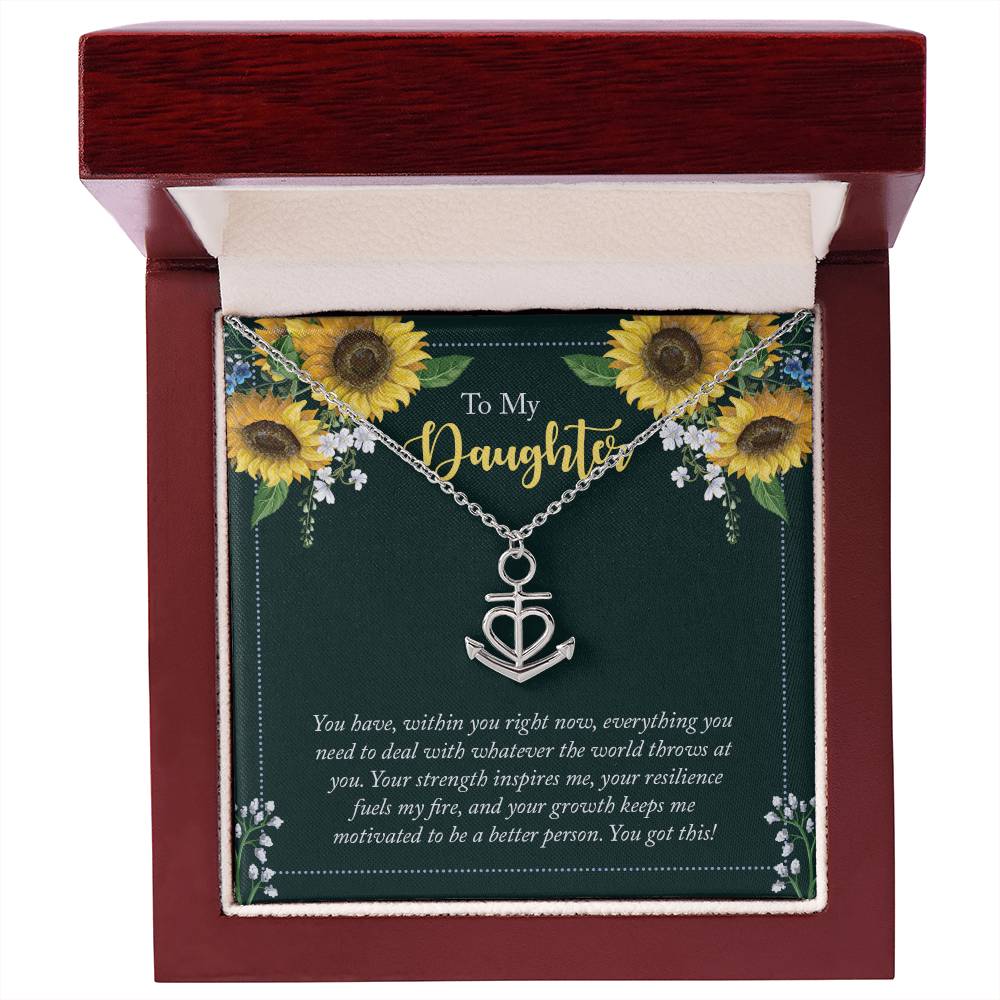 To My Daughter Necklace – Daughter Christmas Graduation Jewelry Gift – Anchor Pendant Necklace