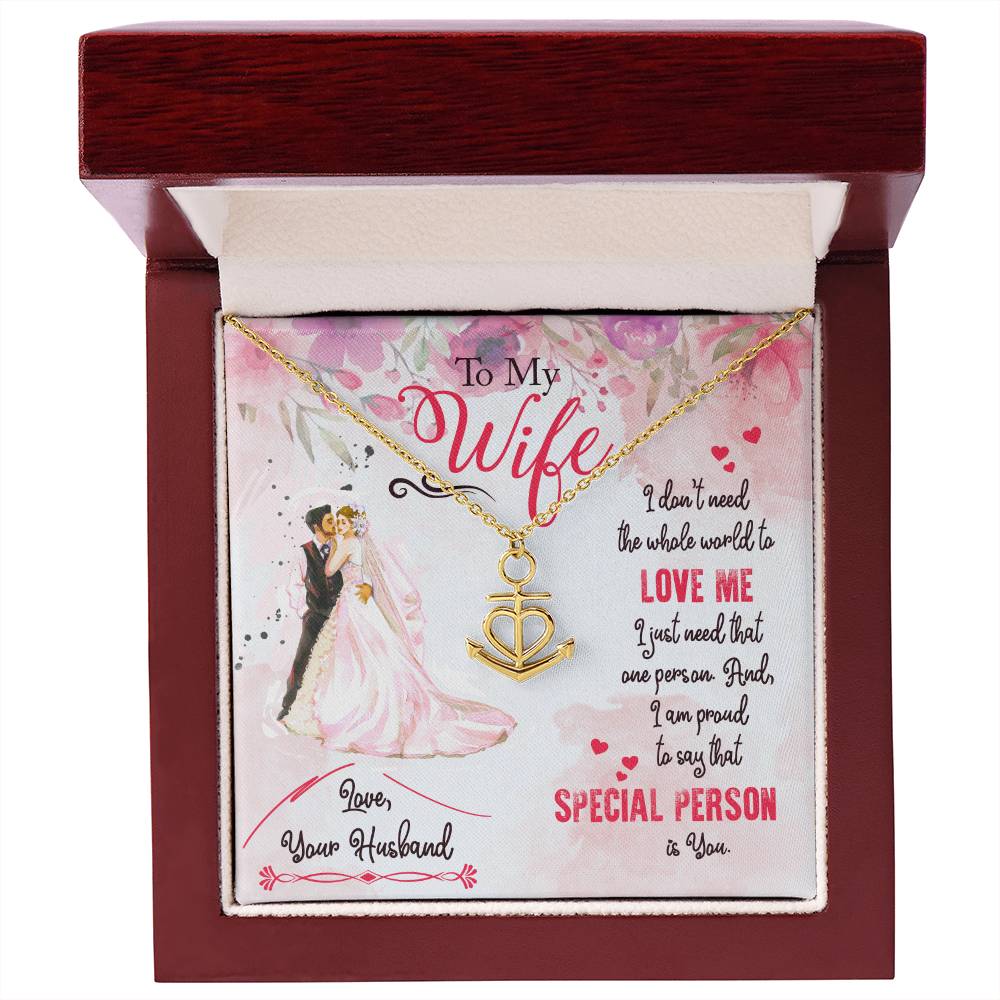 To My Wife Necklace - Loving Husband to Wife Gift for Christmas, Valentine’s Day, Anniversary & Special Days - Anchor Pendant Necklace