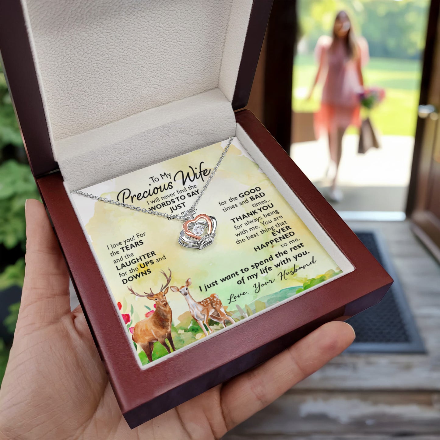 To My Wife Necklace - Sweet Romantic Jewelry for Wife - Crown Pendant Necklace