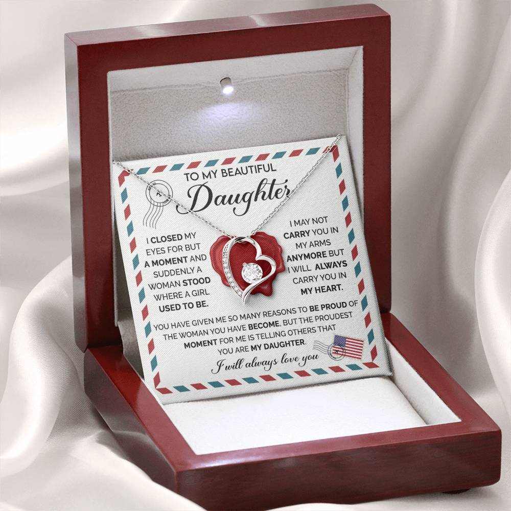 To My Daughter Necklace – Daughter Graduation & Birthday Present – Forever Love Necklace