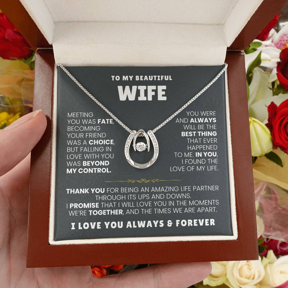 To My Beautiful Wife Necklace - Romantic Husband to Wife Jewelry for Birthday, Valentine’s Day & Special Celebrations - Lucky In Love Necklace