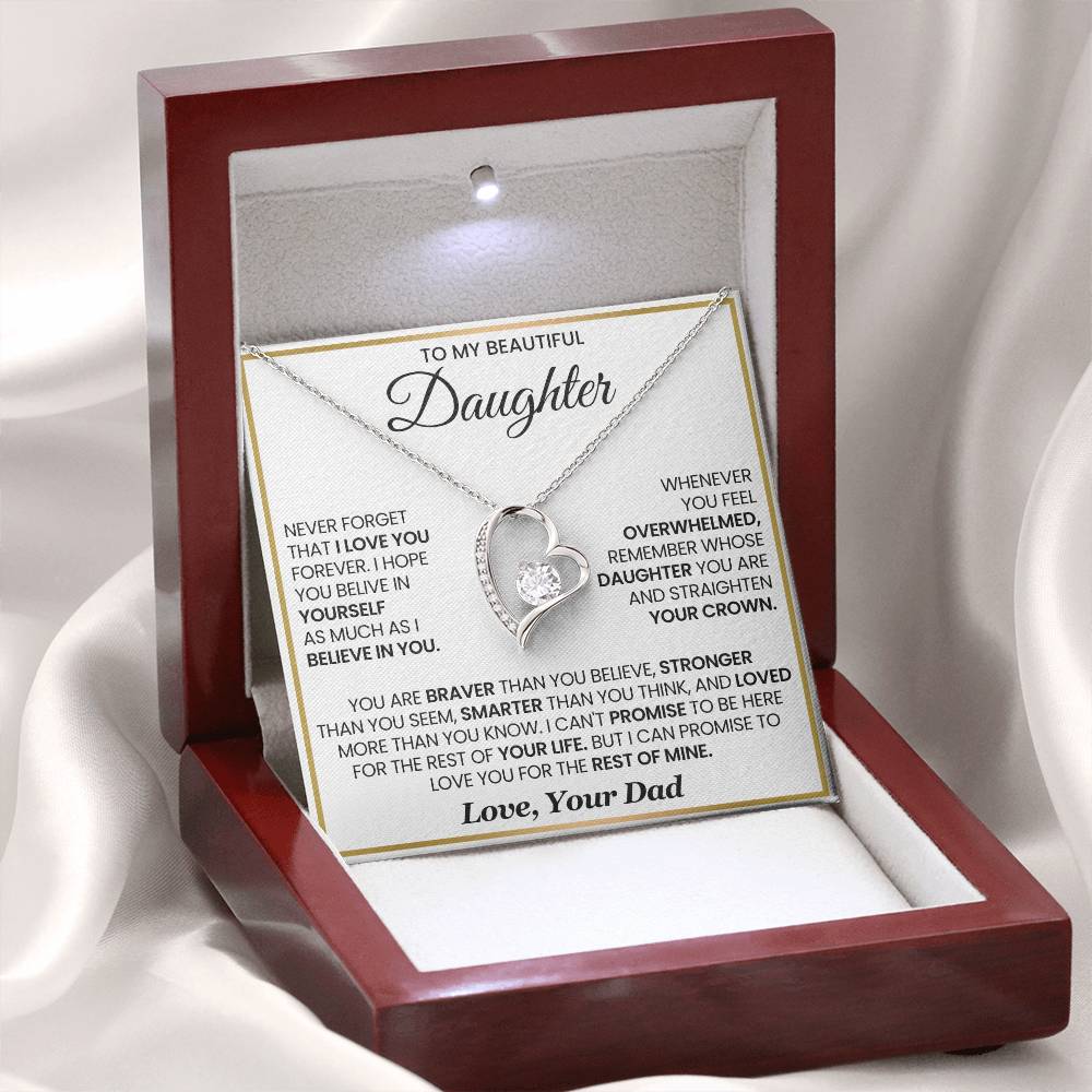 To My Daughter Necklace - Sentimental Jewelry Gift from Dad for Graduation & Life Achievements - Forever Love Necklace