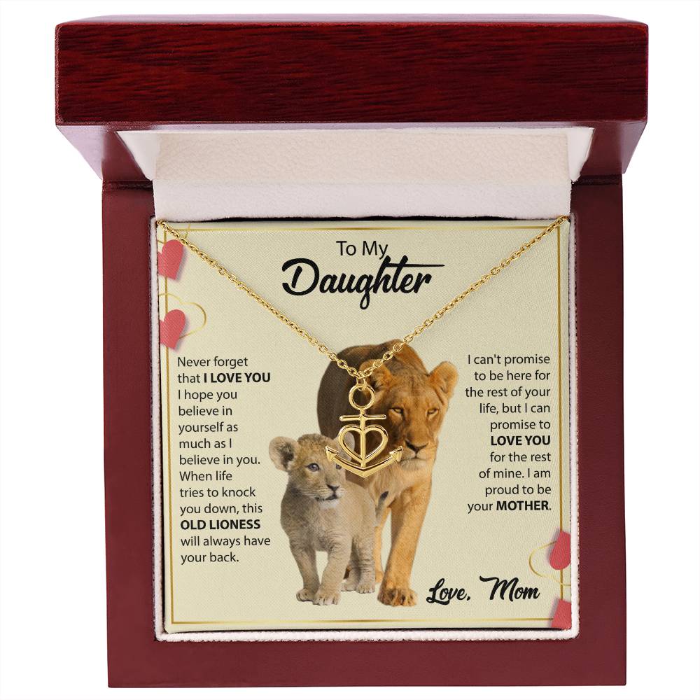 To My Daughter Necklace - Sentimental Jewelry Gift from Mom for Graduation & Life Achievements - Anchor Pendant Necklace