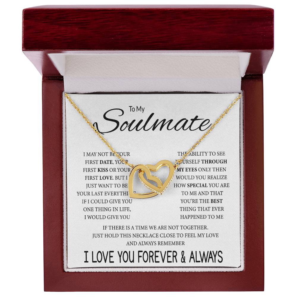 To My Soulmate Necklace - Best Soulmate Gift for Valentine’s Day & Everyday Romance - Interlocking Hearts Necklace