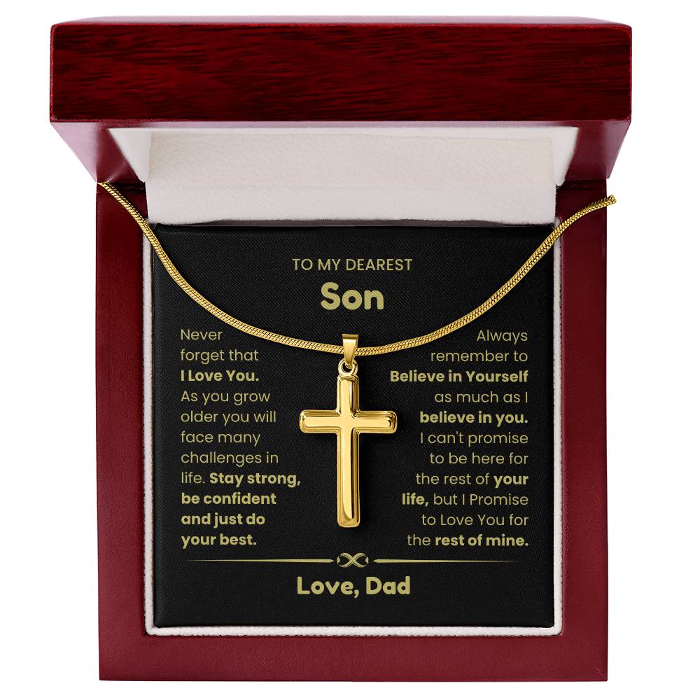 To My Son - As you grow older you will face many challenges in life - Son Gift from Dad - Artisan Cross Necklace