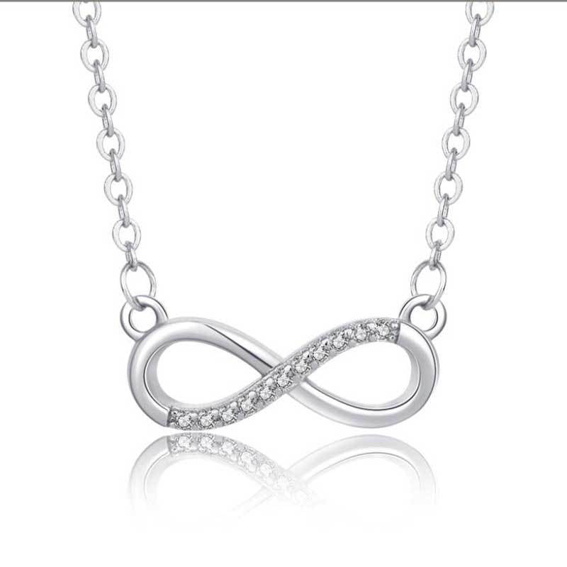 Flow of Energy 8 Diamond Infinite Necklace for Mother and Daughter