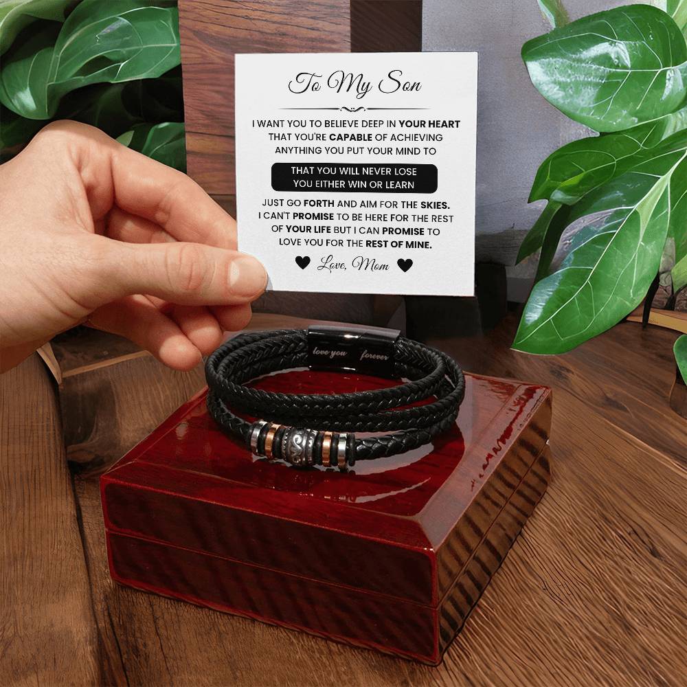 Mom’s Choice Gift for Son – Graduation, Birthday – Love You Forever Bracelet