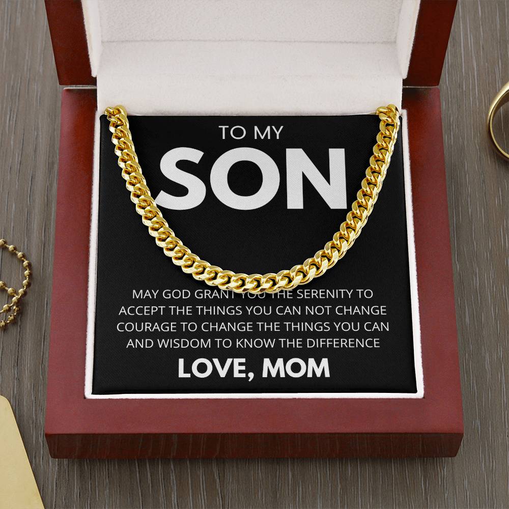 Men’s Cuban Link Necklace, Gift for Son from Mom, Fashionable Jewelry for Birthdays & Celebrations