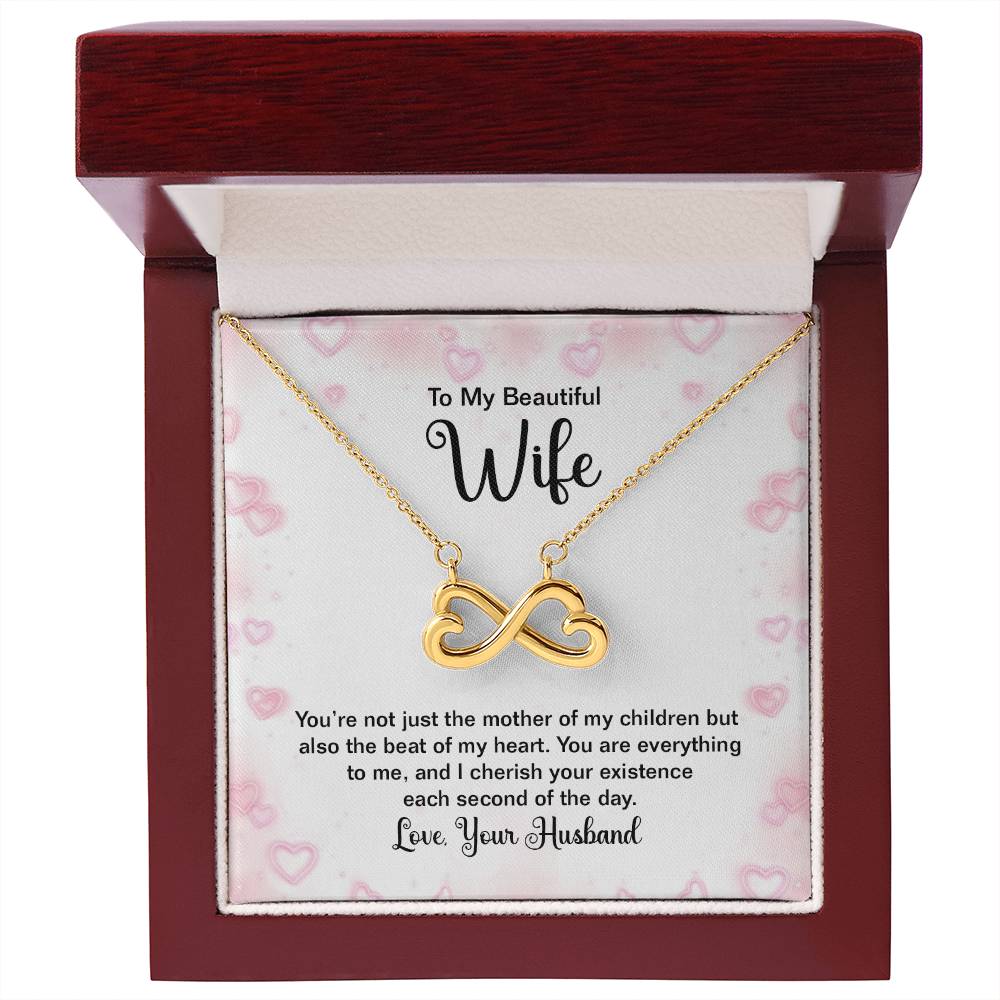 To My Beautiful Wife Necklace - Perfect Romantic Surprise from Husband for Anniversary, Birthday & Valentine’s Day - Endless Love Necklace