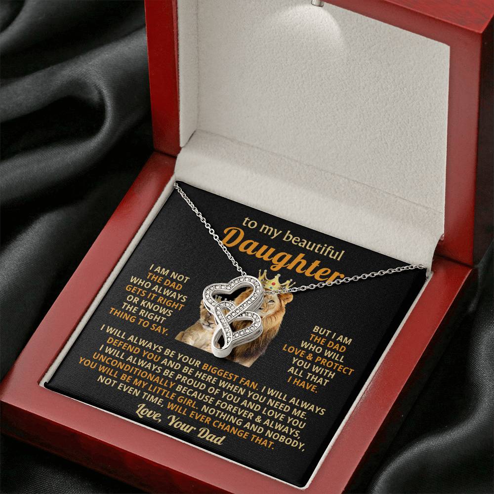 To My Daughter Necklace - Loving Gift for Daughter from Dad for Christmas, Proud Achievements & Special Days - Heart-to-heart Pendant Necklace