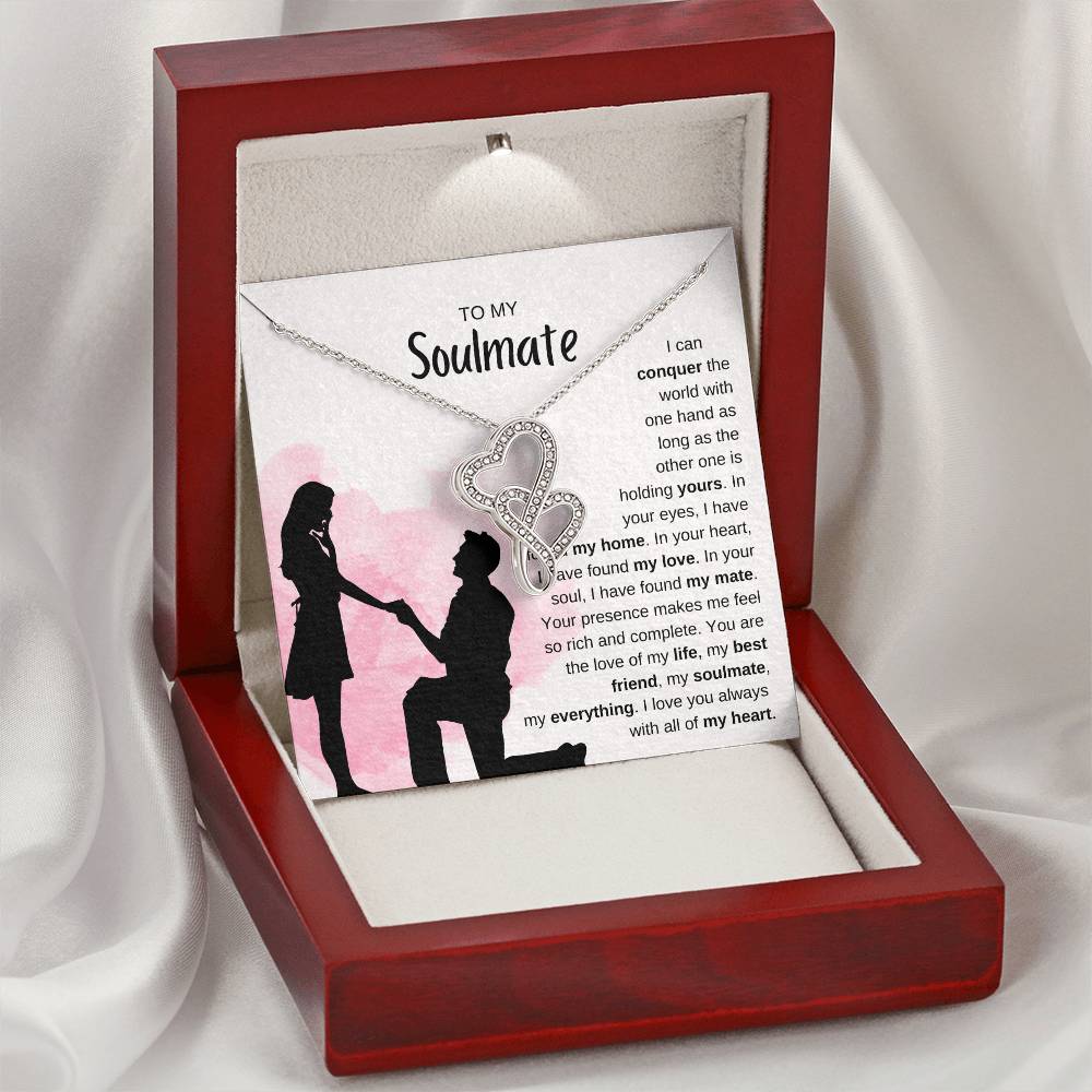 To My Soulmate Necklace - Unique Soulmate Gift for Her for Birthdays & Surprise Moments - Heart-to-heart Pendant Necklace