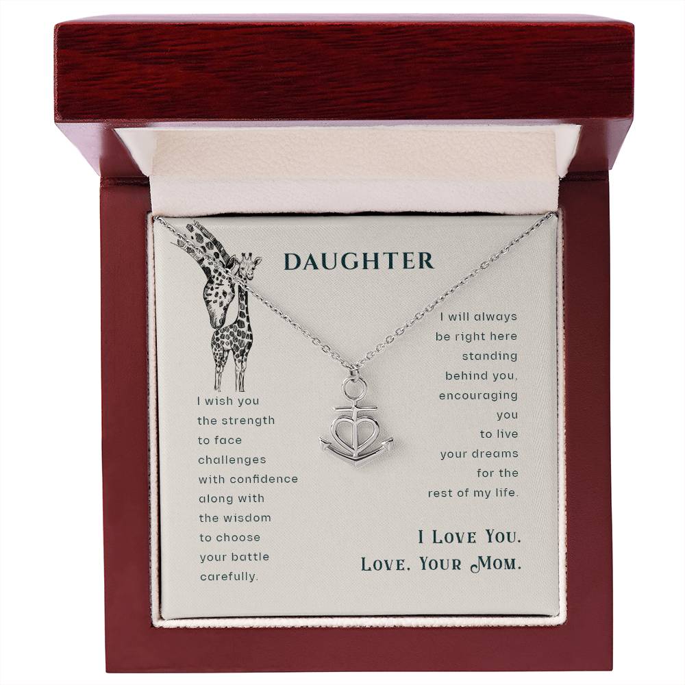 To My Daughter Necklace - Sentimental Birthday Gift from Mom - Anchor Pendant Necklace