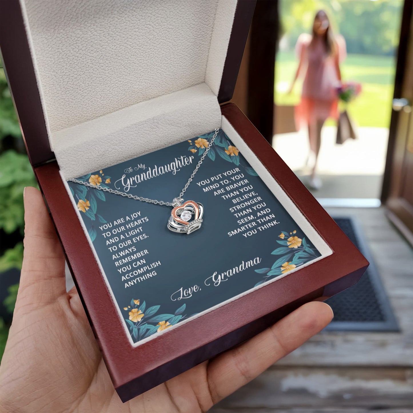 To My Granddaughter Necklace – Valentine Birthday Gift for Granddaughter from Grandma – Crown Pendant Necklace