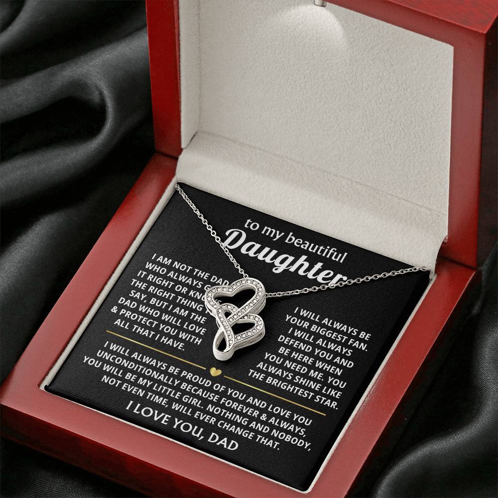 To My Daughter Necklace - Beautiful Daughter Jewelry for Birthday & Proud Dad Moments - Heart-to-heart Pendant Necklace