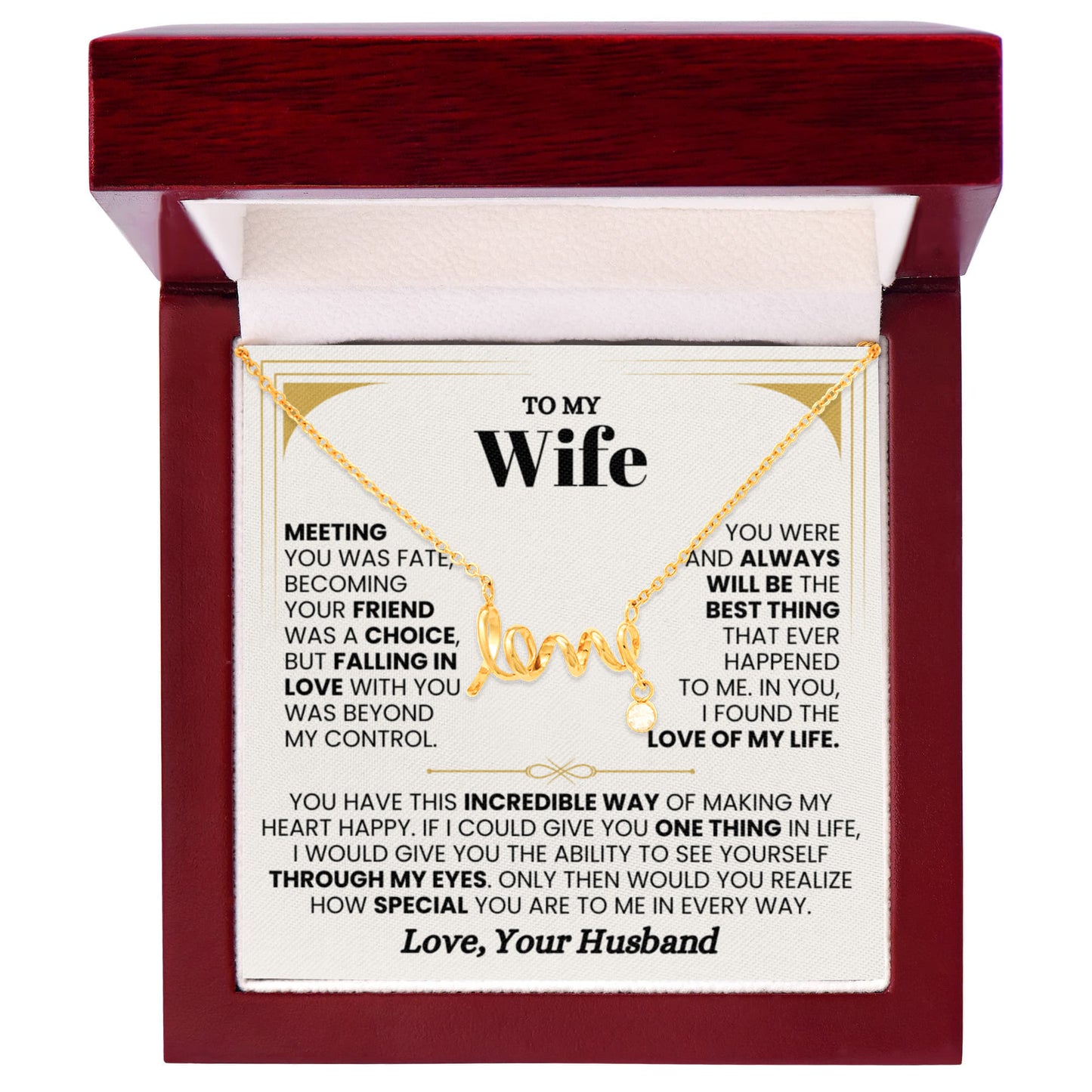 To My Wife Necklace - Romantic Jewelry Gift for Birthday - Scripted Love Necklace