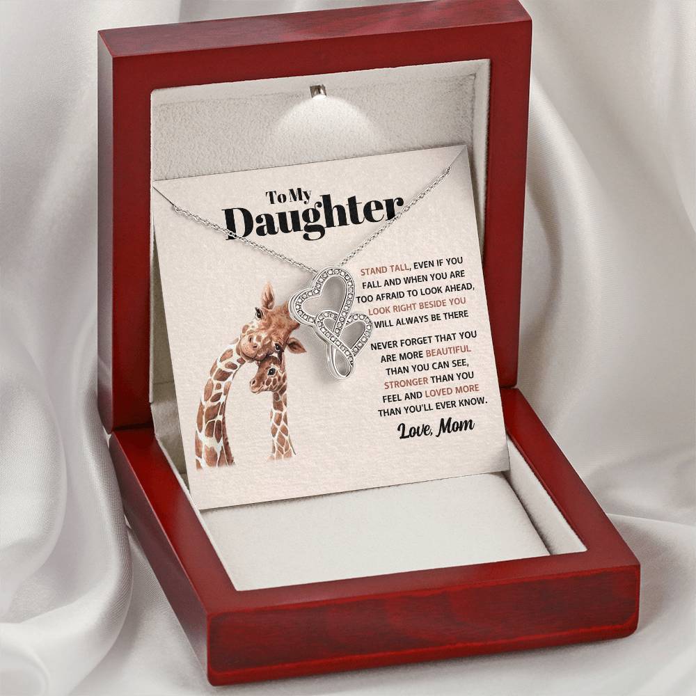 To My Daughter Necklace - Stand Tall - Mom to Daughter Gift - Heart-to-heart Pendant Necklace