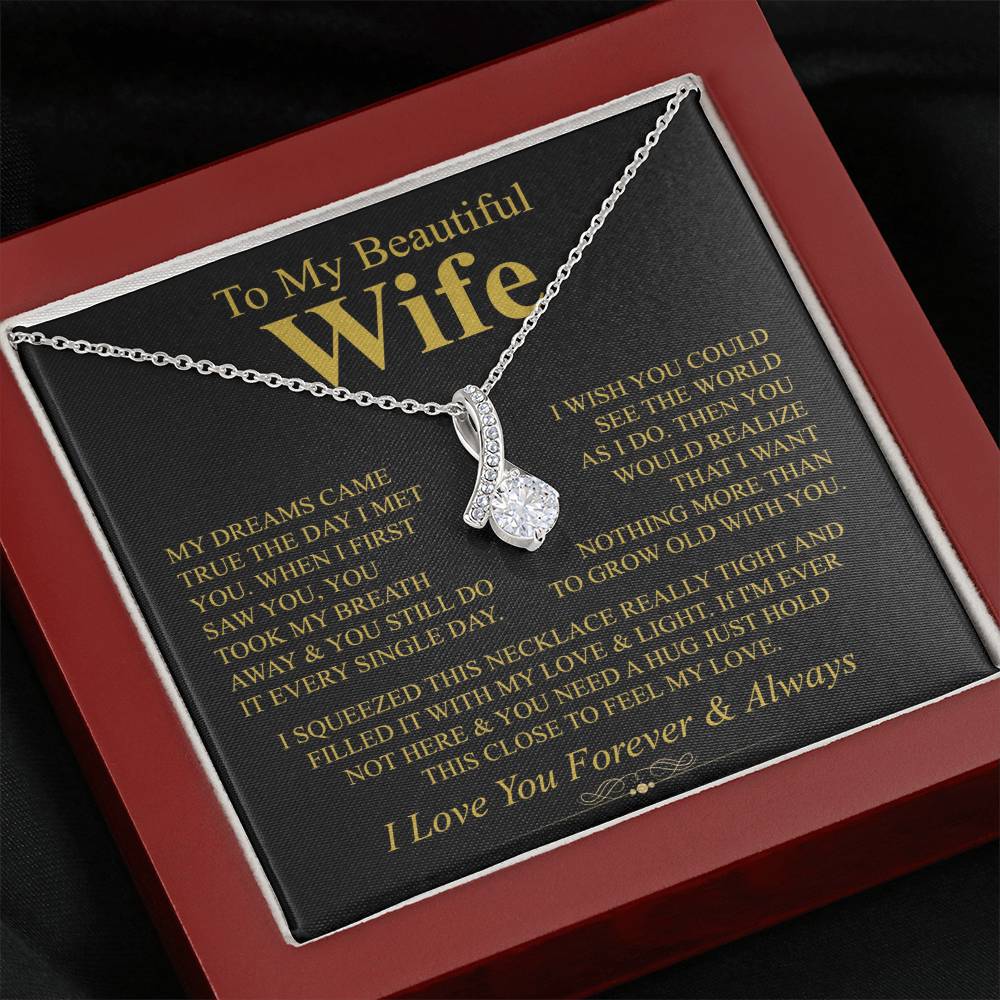 To My Wife Necklace - Sweetest Gift for Wife from Husband for Valentine’s Day, Anniversary & Birthday Joy - Alluring Beauty Necklace