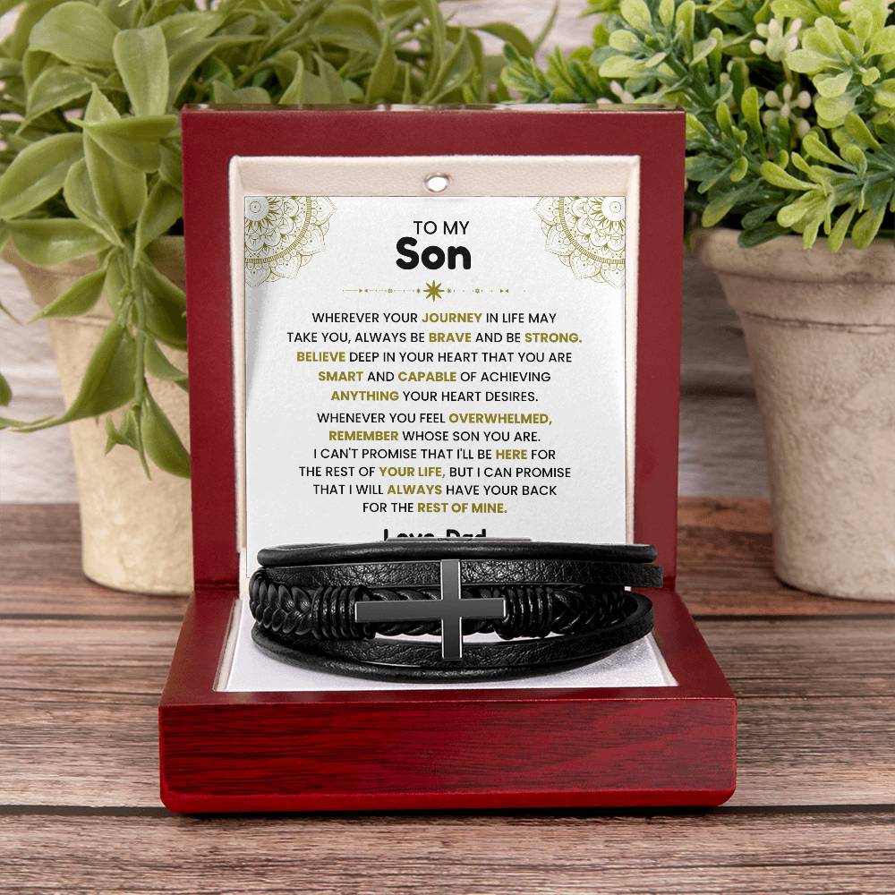 Dad to Son – Birthday, Graduation Gift – Men’s Cross Bracelet