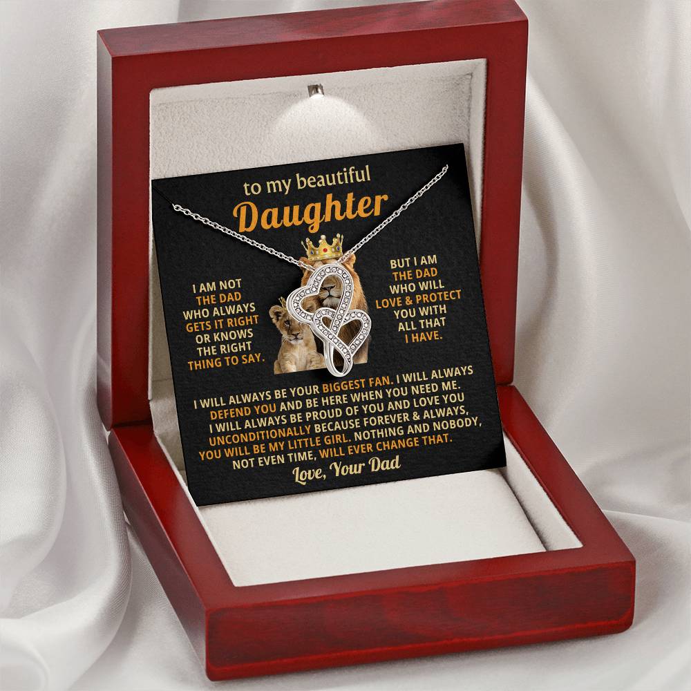 To My Daughter Necklace - Best Gift for Daughter from Dad - Heart-to-heart Pendant Necklace