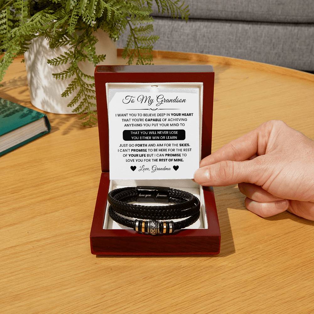 To My Grandson – Graduation, Christmas Jewelry from Grandma – Love You Forever Bracelet